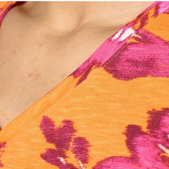 Denim & Co. Beach Regular Printed Slub Knit Cover Up Dress - XL - Mandarin Flora - Picture 3 of 4